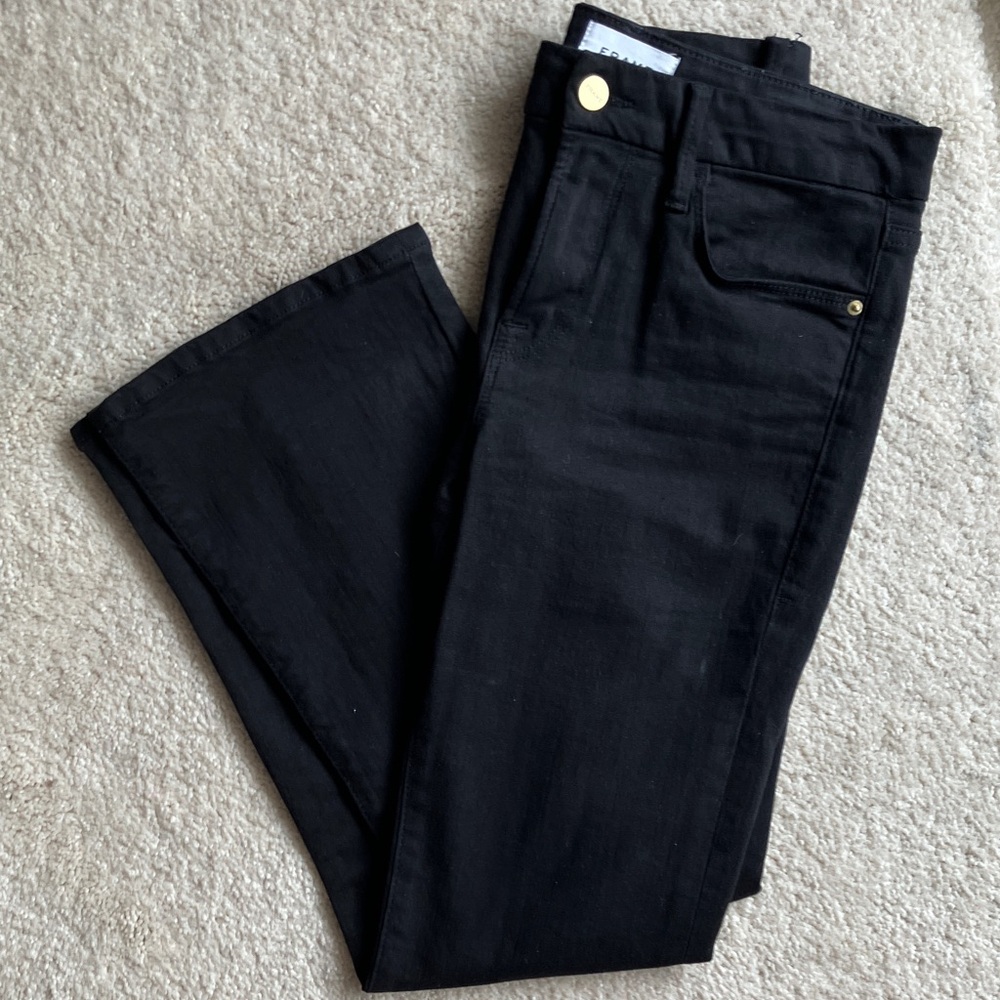 Frame Denim Black Le Crop Mini Bootcut Jeans